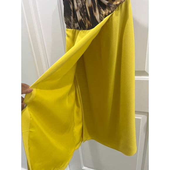 Yigal Azrouël One Shoulder Animal Print Color Block 100% Silk Dress Sz 8 - Picture 4 of 8